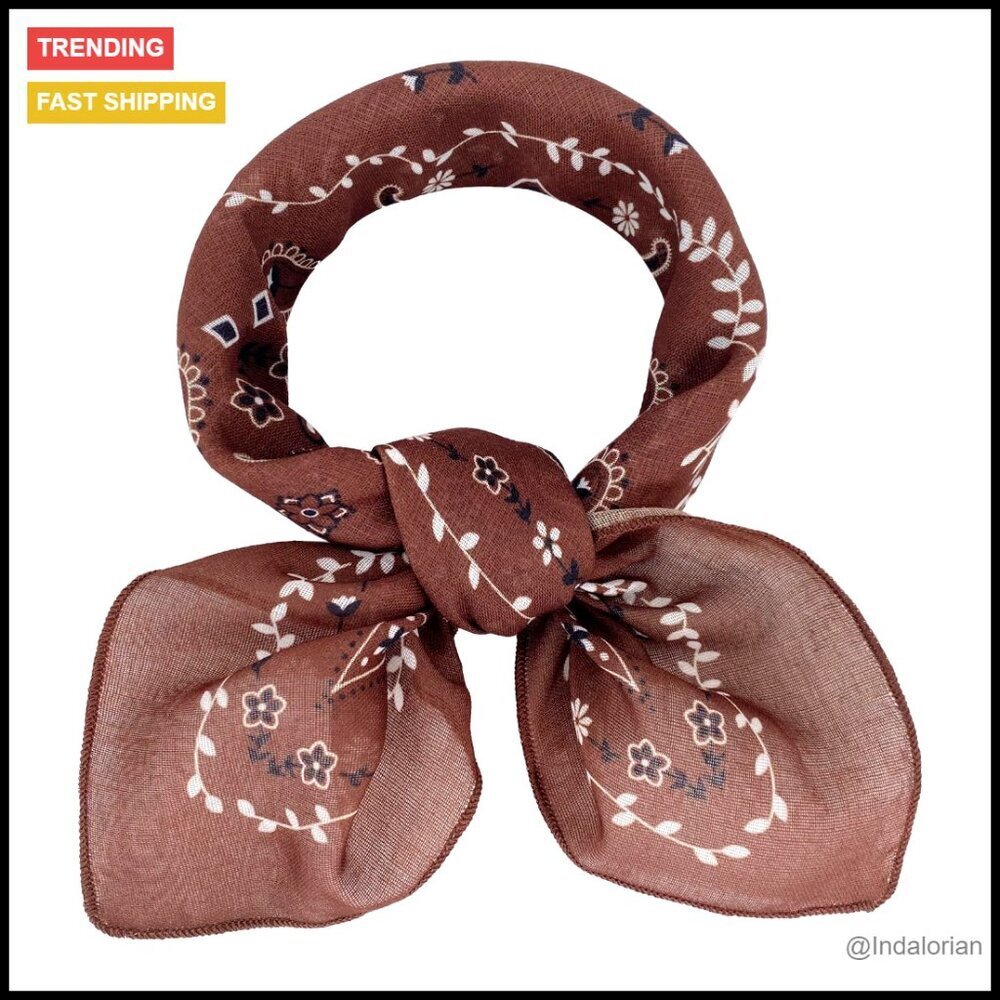 Satin Square Scarf Silk Feeling Cotton Hair Bandana Neck Wrap Boho Chic